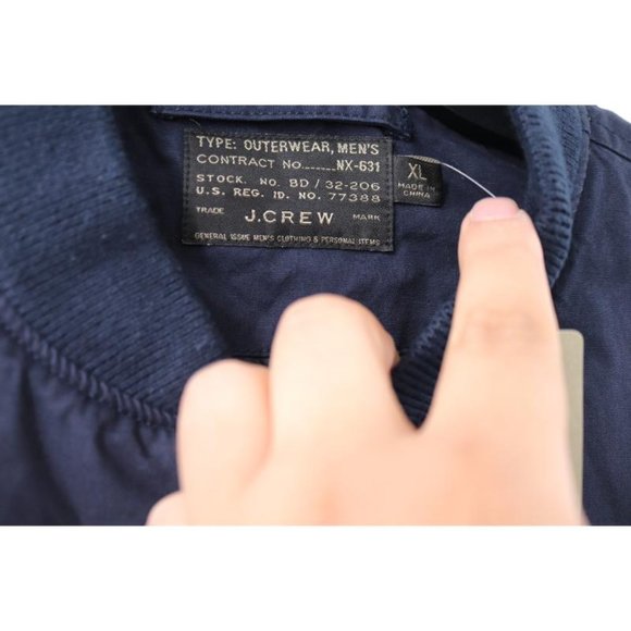 NWT J. Crew Bomber Jacket Mens Size XL Everyday Band Neck Full Zip Navy Blue - Picture 3 of 11